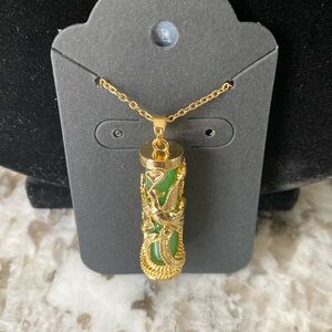 18k Gold Plated Dragon Stone Pendant Necklace